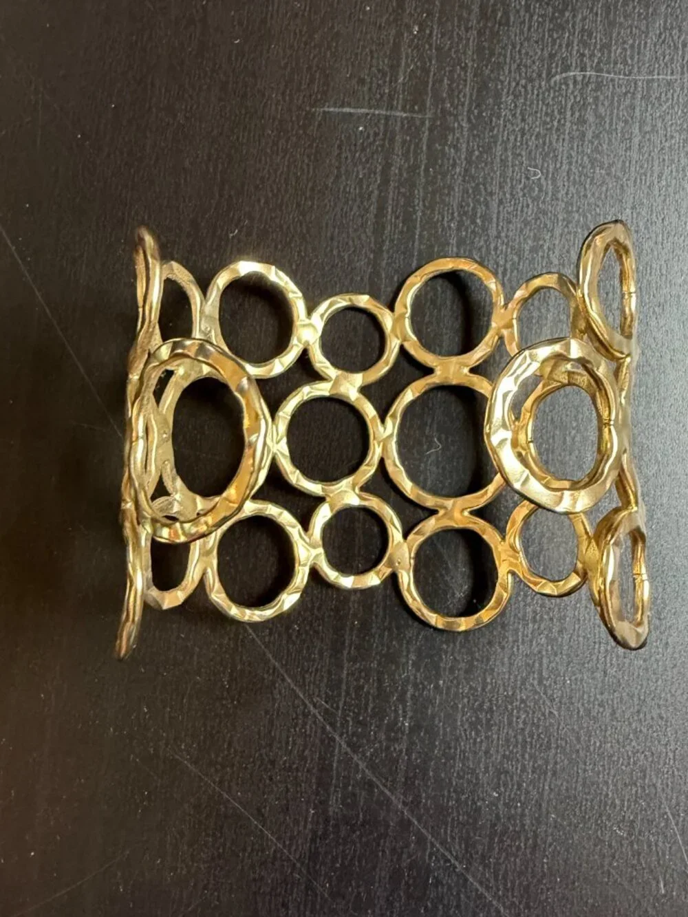 Statement Bracelet Bubble Gold Tone Cuff Adjustable